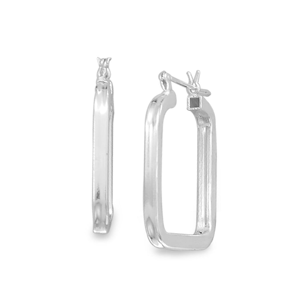 Sterling Silver 2mm x 24mm Square Hoop Earrings