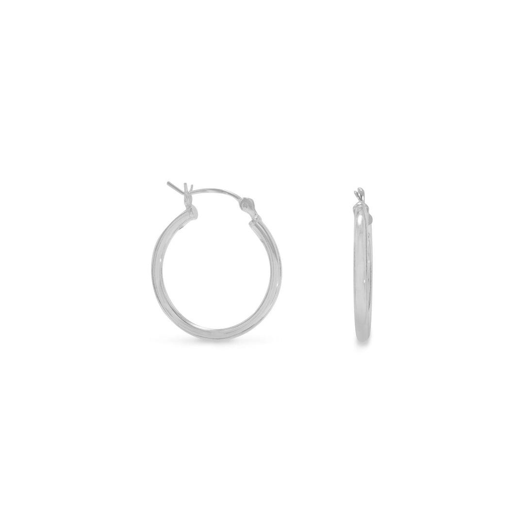 Introducing our exquisite 2mm x 20mm hoop earrings with click hoop closure, crafted from premium .925 Sterling Silver. These earrings are designed with ease of use in mind, featuring a convenient click hoop closure that ensures a secure fit.