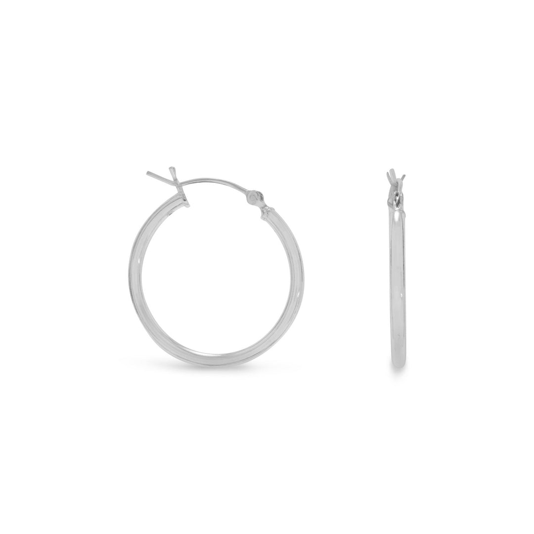 Sterling SIlver 2mm x 24mm Click Hoop Earrings