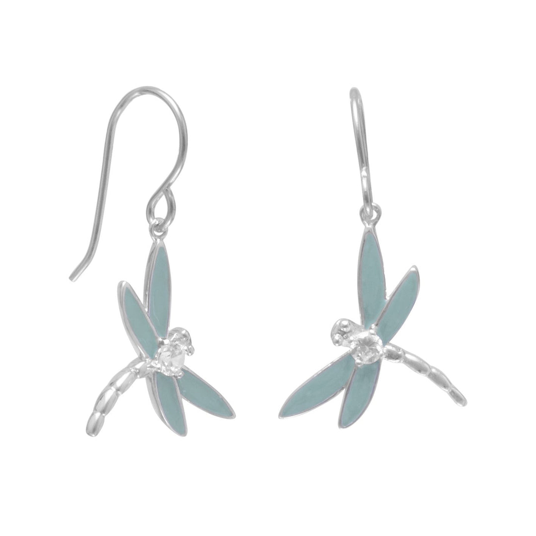 Enchanting Enamel Cubic Zirconia Dragonfly Earrings