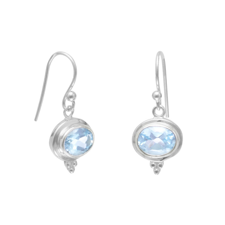 Introducing our breathtaking Sterling Silver French Wire Earrings! Impeccably crafted with .925 Sterling Silver, these mesmerizing earrings showcase an 11mm x 8mm oval Blue Topaz drop, exuding elegance. The sterling silver crescent adds a touch of sophistication, reflecting light like a mirror. A must-have for the discerning connoisseur.