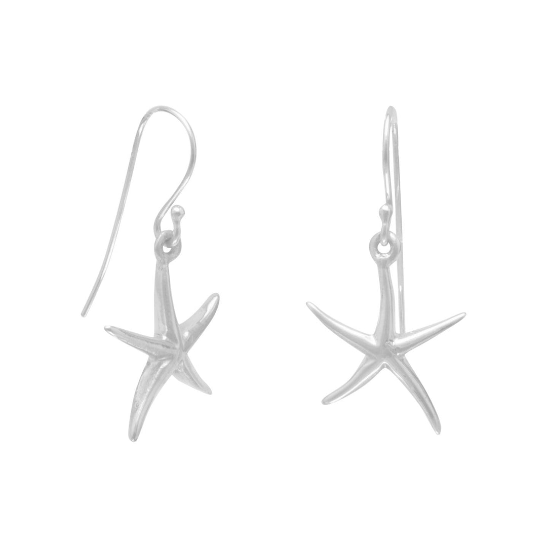 Introducing our exquisite Polished Sterling Silver Starfish French Wire Earrings, a stunning addition to any jewelry collection. These earrings are crafted from high-quality .925 sterling silver, ensuring durability and longevity. The starfish design measures 19mmx10.5mm, adding a touch of elegance and sophistication to any outfit. The earrings themselves measure approximately 31mm long, providing a comfortable fit for all-day wear.