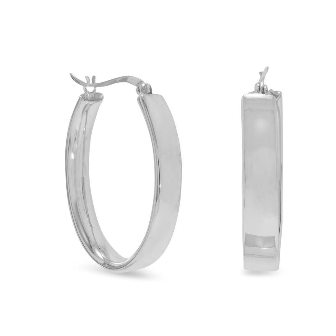 Introducing our exquisite Sterling Silver Flat Oval Hoop Earrings, crafted with the finest .925 sterling silver. These earrings boast a sleek and elegant design, featuring a 5.5mm wide oval hoop shape that measures 33mm x 22mm.