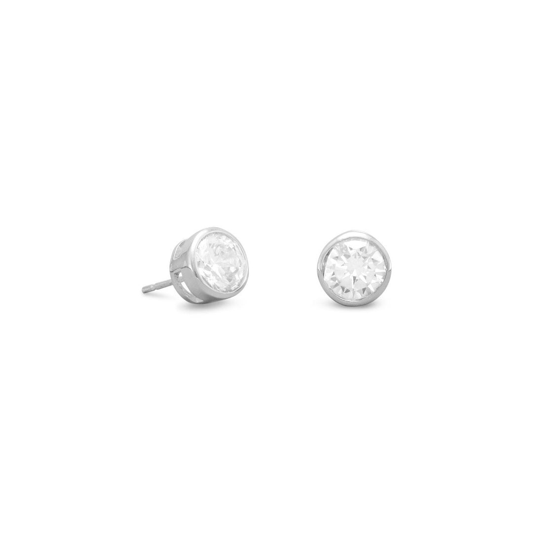 Our exquisite 4mm clear bezel set Cubic Zirconia stud earrings, crafted with utmost precision in .925 Sterling Silver. Embracing the allure of the bezel set style, these earrings radiate timeless elegance. Designed to complement our captivating sterling silver cubic zirconia jewelry collection, they effortlessly elevate any ensemble. Immerse yourself in luxury with these dazzling earrings, a testament to refined sophistication.