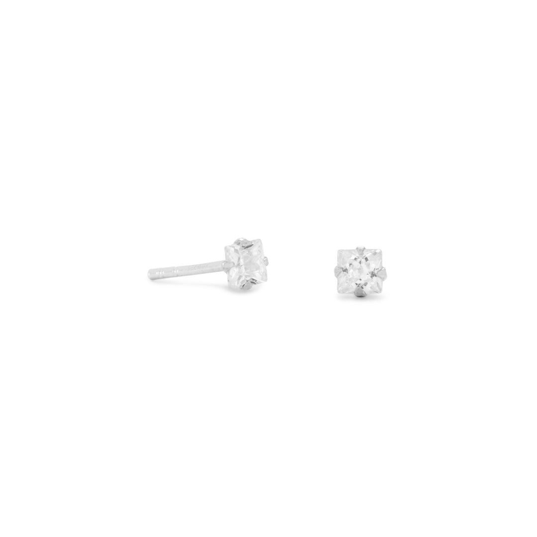 These earrings are made of .925 Sterling Silver, ensuring a premium quality that is unmatched. The dainty size of the square 3mm CZ adds a touch of elegance and sophistication to any outfit, making it a perfect accessory for any occasion. Our earrings are nickel-free, which means they are hypoallergenic and safe for those with sensitive skin. This feature ensures that you can wear these earrings with confidence and comfort, without worrying about any adverse reactions.