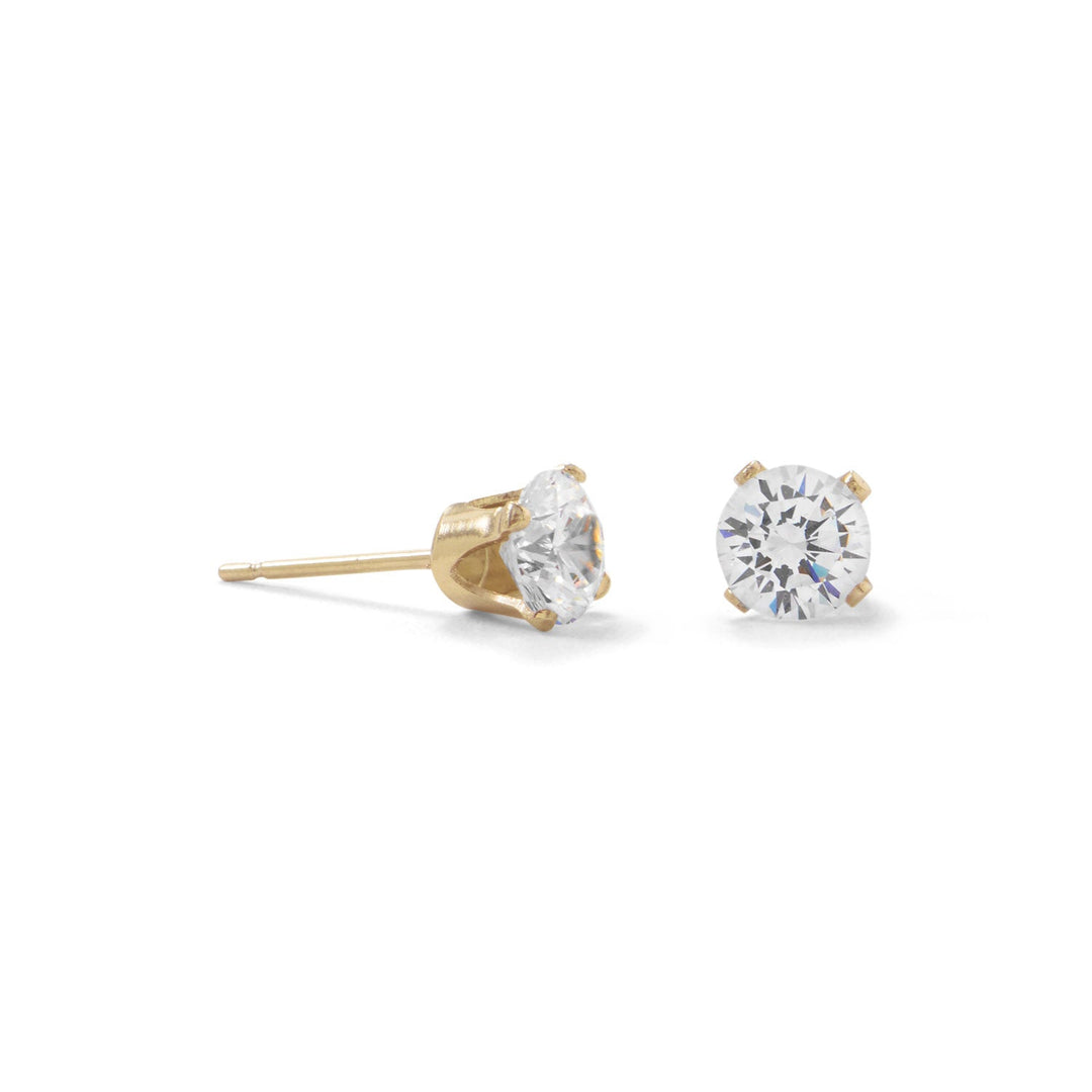 Introducing our exquisite 14/20 gold filled 5mm 3A quality CZ stud earrings, a true testament to elegance and sophistication. The 14/20 gold filled composition of these earrings ensures a durable and long-lasting finish, The 5mm 3A quality CZ stones add a touch of glamour and sparkle. The 3A quality CZ stones are renowned for their exceptional clarity and brilliance, making them a highly sought-after choice for jewelry enthusiasts.