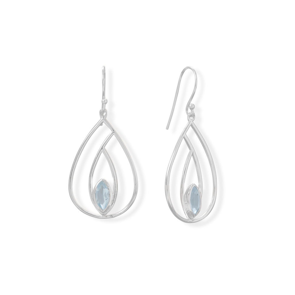 Upgrade your style with our elegant French wire earrings. Crafted with sterling silver and adorned with a captivating blue topaz pear design, these timeless earrings effortlessly enhance any ensemble. Complete your look with our topaz jewelry collection. A must-have for the fashion-forward connoisseur.