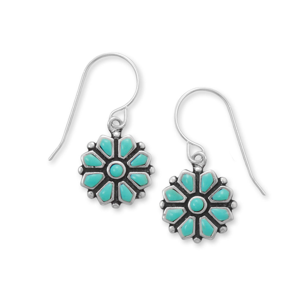 Sterling Silver Turquoise Flower Earrings