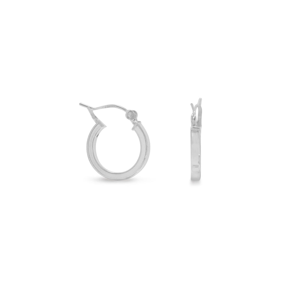 Sterling Silver 2mm x 18mm Square Tube Hoop Earrings