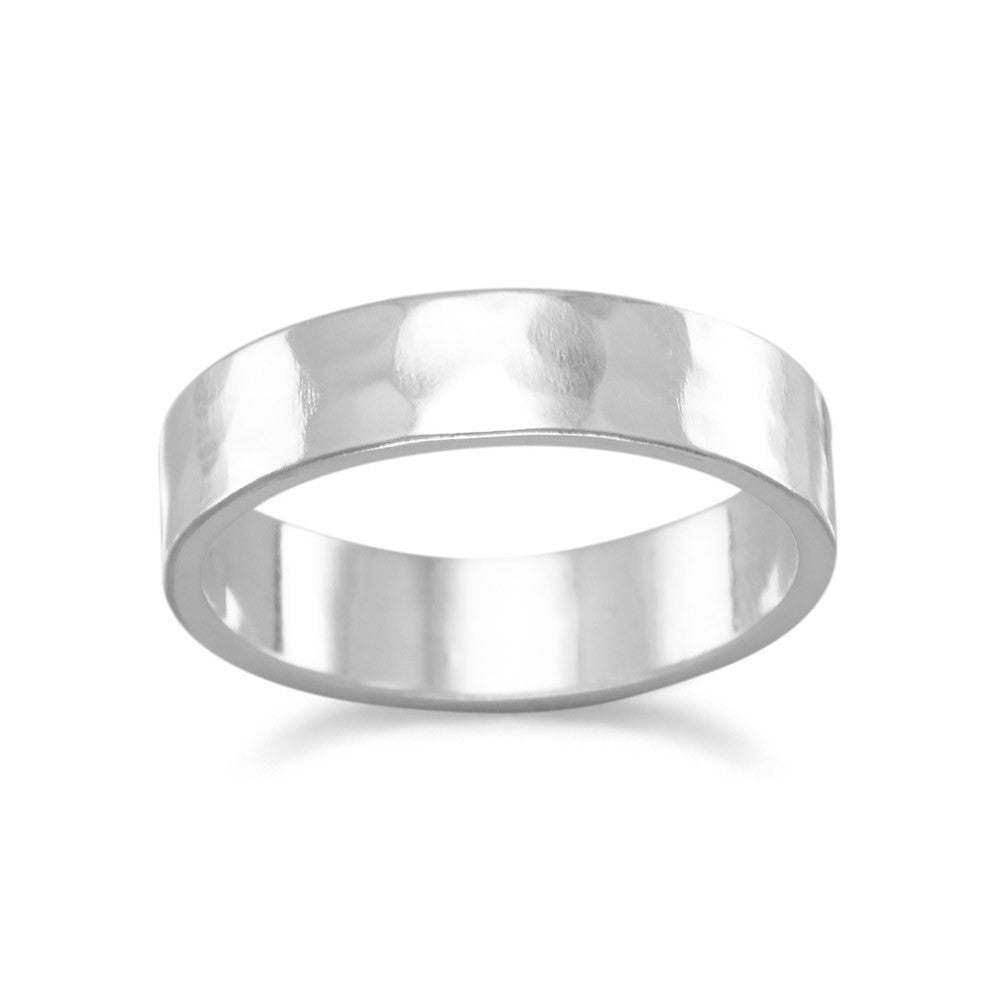 Introducing our stunning Sterling Silver Hammered Ring! Bold and beautiful, this 5mm wide ring is available in whole sizes 6-10. Crafted with precision, it's the perfect addition to any jewelry collection.