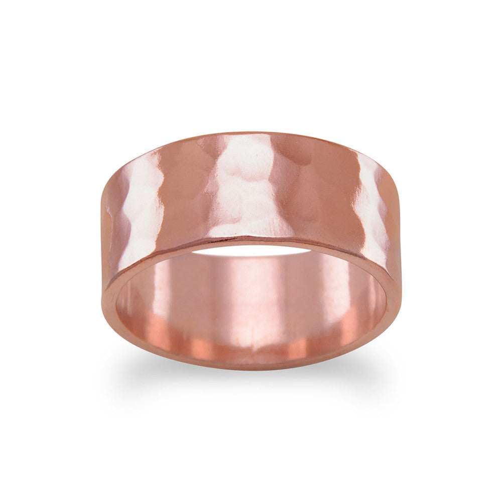 Introducing the 8mm hammered solid copper band, a stunning piece of jewelry that is sure to captivate the attention of onlookers. This exquisite band is crafted from high-quality copper and features a unique hammered texture that adds depth and dimension to its overall appearance. Available in whole sizes 6-12, this band is designed to fit comfortably on any finger, making it a versatile accessory that can be worn on any occasion. 