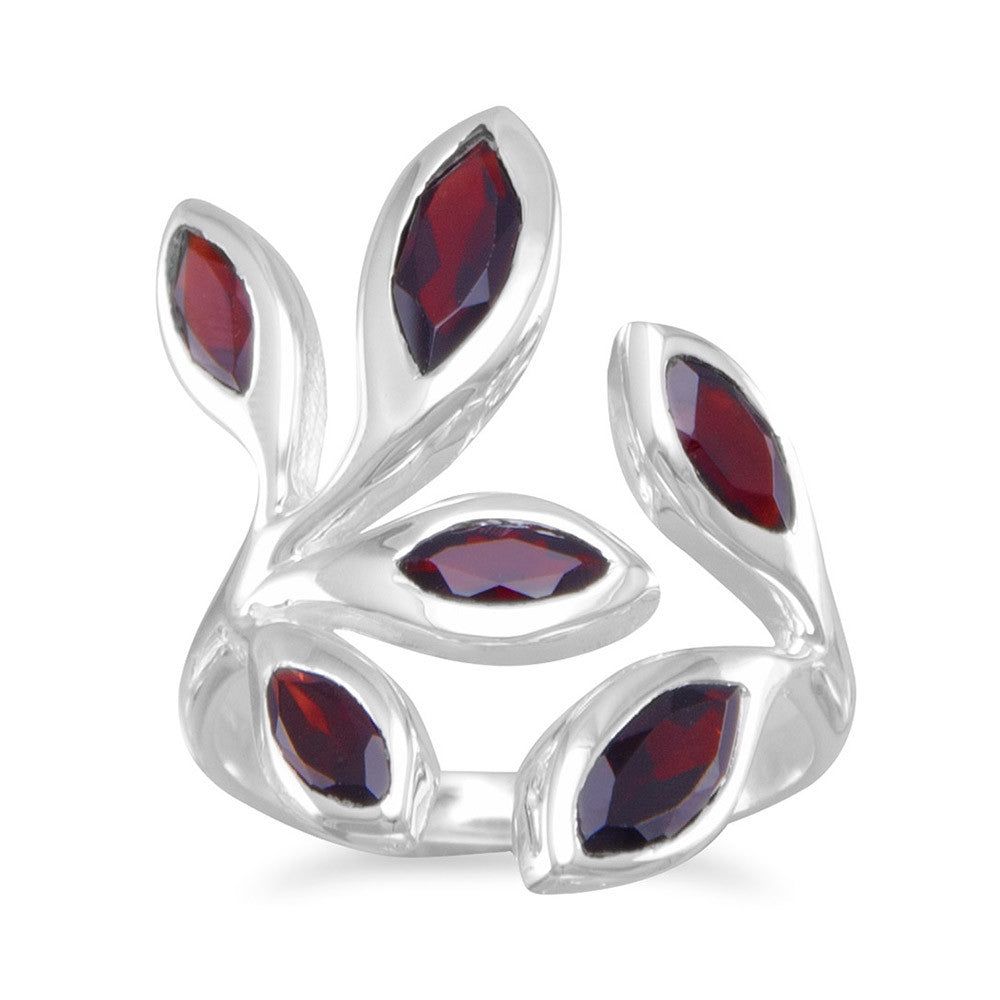 Introducing our exquisite wrap around sterling silver ring with a marquise shape garnet. Experience the captivating value and beauty of garnet, especially in this feminine design. Available in whole sizes 5-11, crafted with .925 Sterling Silver. Complete your look by pairing it with our other stunning sterling silver and garnet jewelry pieces.