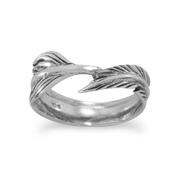 Introducing our opulent oxidized sterling silver feather wrap band, meticulously crafted with .925 sterling silver. This exquisite ring, graduating from 5mm to 8.5mm, is available in whole sizes 5-10. Elevate your style and make a statement by pairing it with our other sterling silver feather design jewelry pieces. Immerse yourself in luxury and treasure this remarkable addition to your collection.