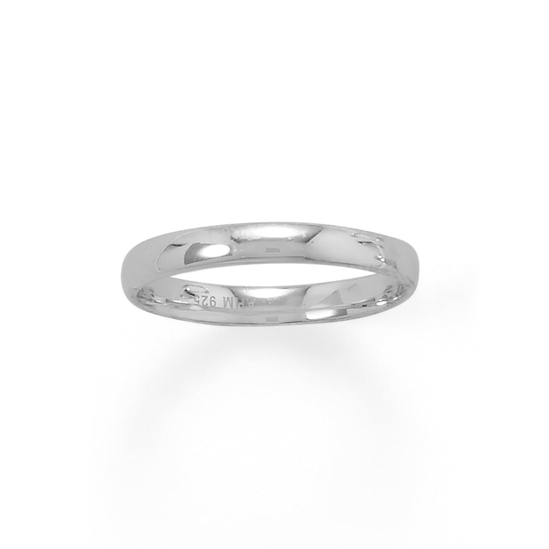 Indulge in the epitome of elegance with our Rhodium plated sterling silver 3mm band. Crafted from .925 Sterling Silver, this exquisite piece exudes sophistication and refinement. Available in whole sizes 4-11, this luxurious accessory is the perfect addition to any discerning fashionista's collection.