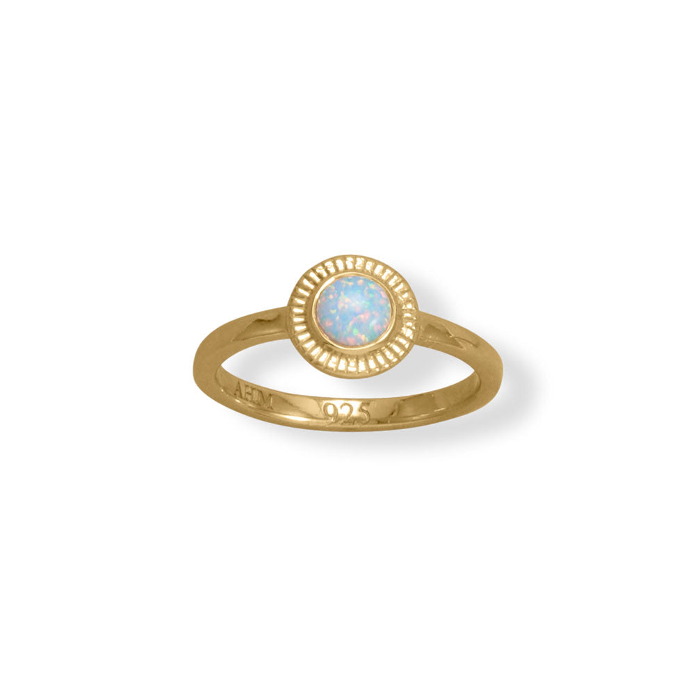 14 Karat Gold Round Synthetic Opal Ring