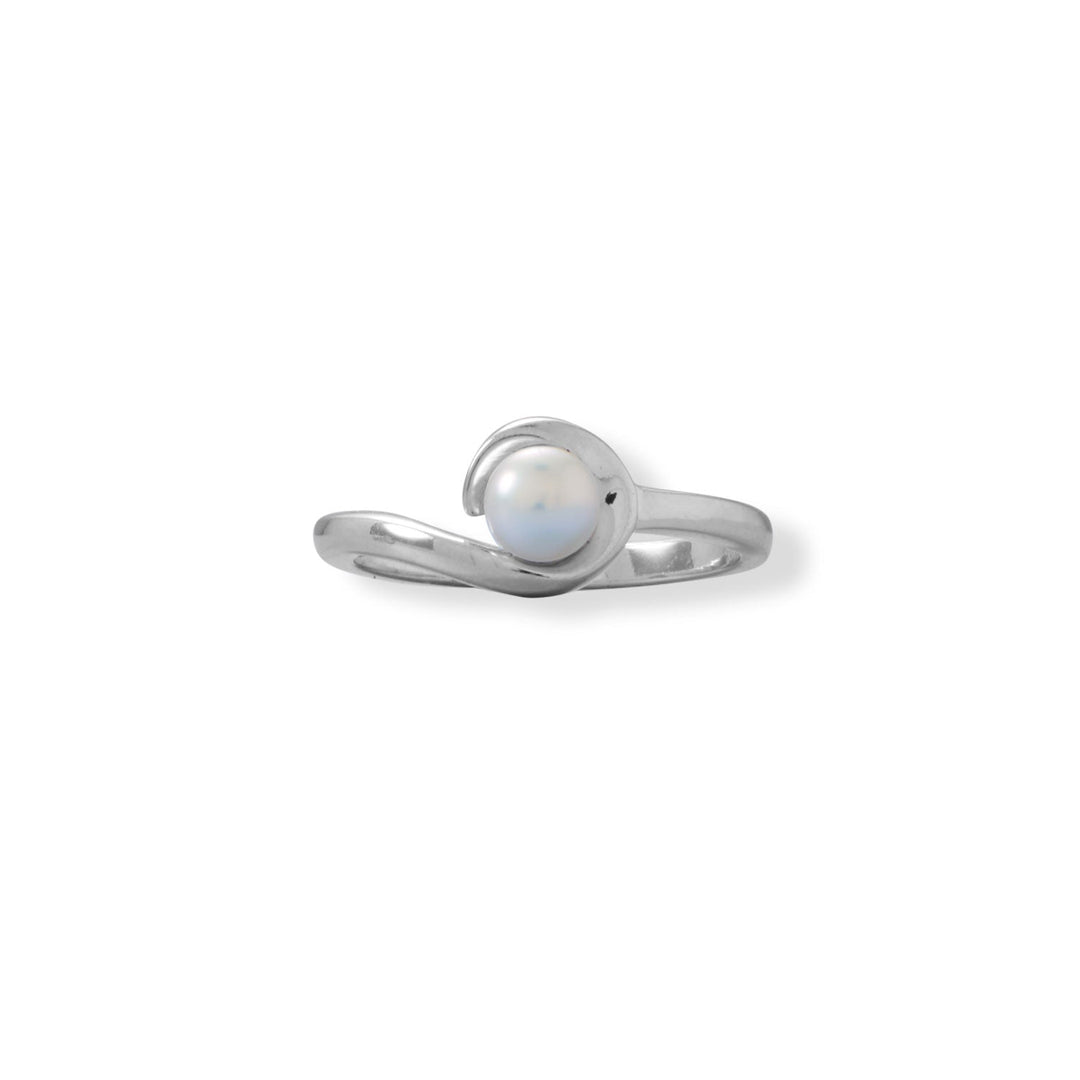 Indulge in the exquisite allure of this darling ring, crafted from rhodium plated sterling silver. Its captivating wrapped swirl design is adorned with a lustrous cultured freshwater pearl, measuring approximately 5mm. The 2mm band adds a touch of elegance to this luxurious piece, available in whole sizes 5-9.