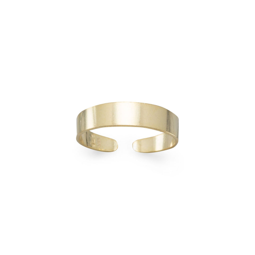 Introducing the exquisite 14 karat gold plated sterling silver toe ring, designed to make you shine brighter than the sun. With a width of 4mm, this toe ring boasts a lightweight adjustable design that ensures a comfortable fit for all.