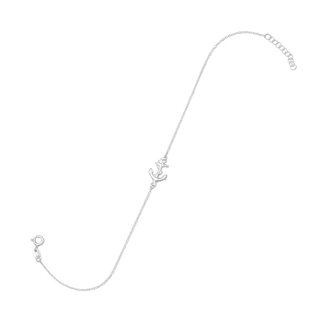 Introducing our stunning 11" + 1" extension sterling silver anklet! Adorned with a polished 10mm x 15mm sideways anchor, this anklet exudes elegance. Complete with a secure spring ring closure. Made from .925 Sterling Silver.