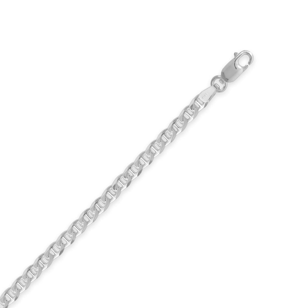 Introducing our sterling silver flat marina chain necklace. With its timeless elegance and versatile design, it's a perfect addition to any jewelry collection. The 4mm width adds refinement, while the lobster clasp ensures security. The unique flat links create a polished surface that reflects light beautifully. This necklace is perfect for those who appreciate understated elegance and classic style. Available in sizes 20-30 inches.