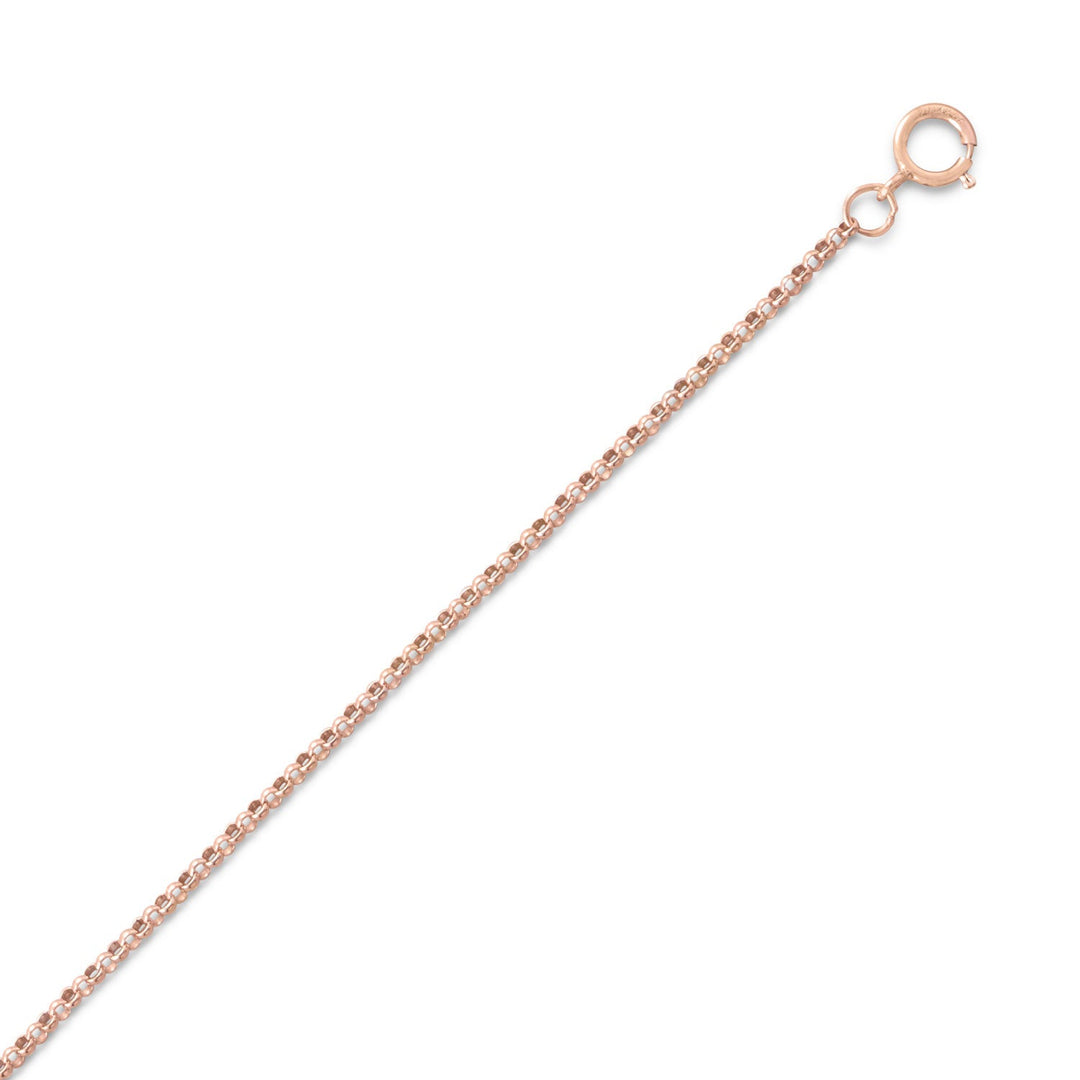 Indulge in the opulence of our 14/20 pink rose gold filled 1mm rolo chain necklace. The exquisite beauty of rose gold is elevated by the intricate rolo chain design, making it a standout piece. With a secure spring ring closure, it can be worn alone or paired with our other rose gold pendants, charms, or jewelry pieces for a truly luxurious look.