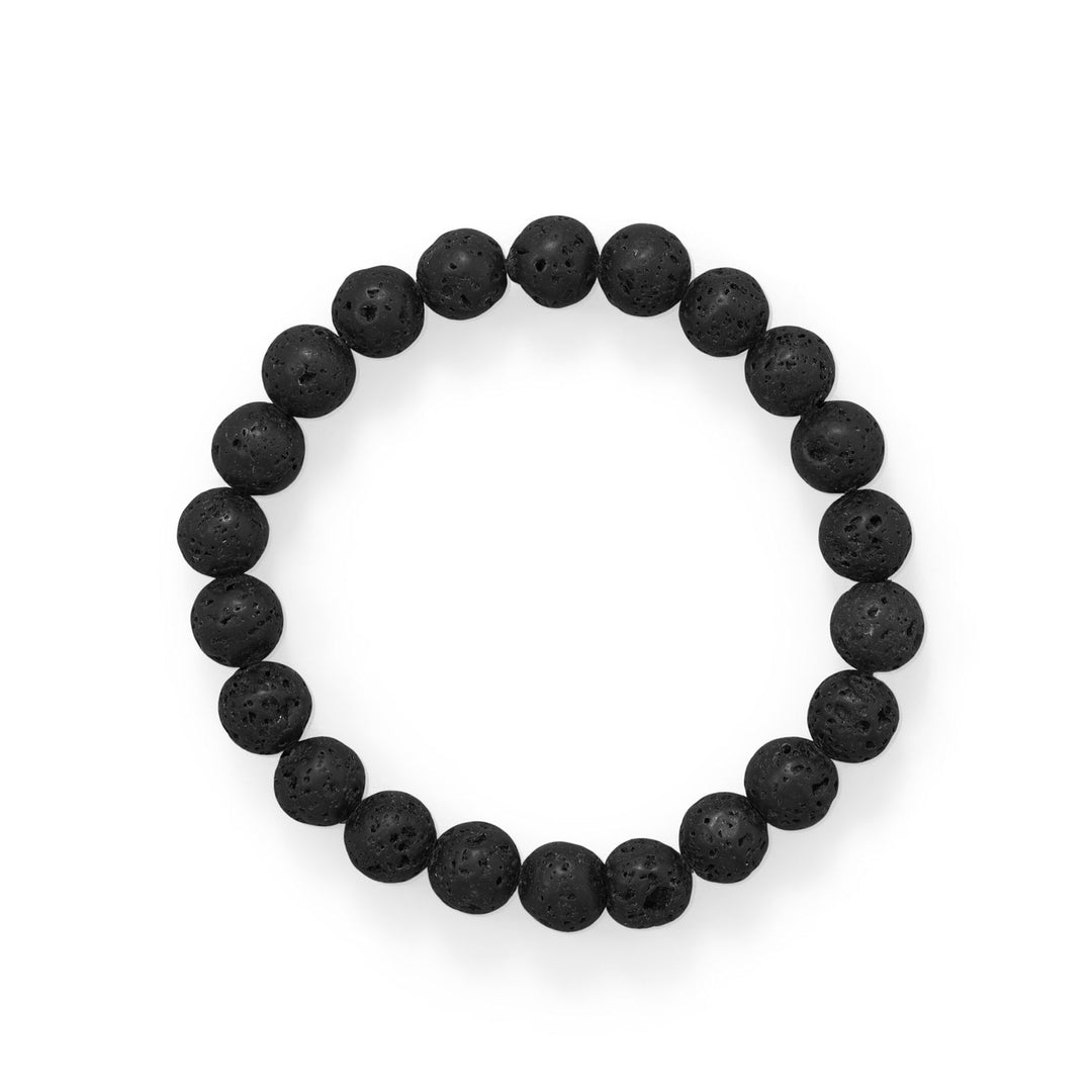 Introducing our exquisite unisex stretch bracelet, a piece that is simply too hot to resist. Crafted with utmost precision and care, this bracelet features black lava beads that measure approximately 8.75mm, making it a perfect accessory for any occasion.  Lava beads are believed to have grounding and calming effects, making them ideal for those seeking to reduce stress and anxiety.